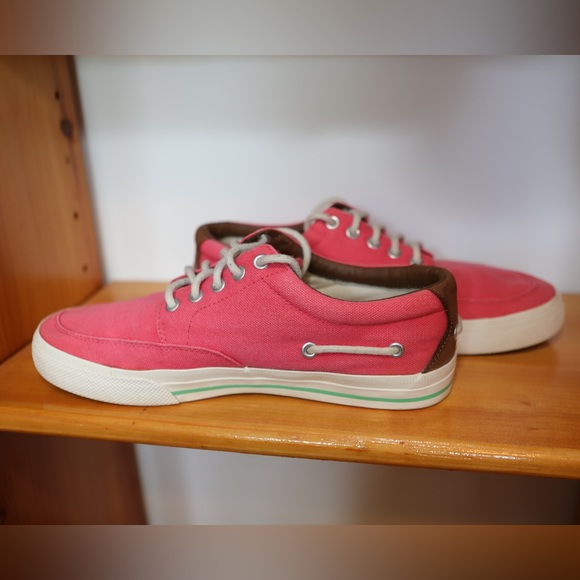 Polo Ralph Lauren Men's Salmon Sneakers Faded Canvas Leather | 9D - Picture 4 of 14